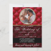 Einladung zum Hochzeitsfeiern mit extravagantem Ro (Vorderseite)