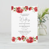 Einladung zum Hochzeitsfeiern mit farbenfroher Rot (Stehend Vorderseite)