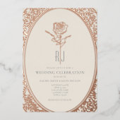 Einladung zum Hochzeitsfeiern mit französischem Ro (Vorderseite)