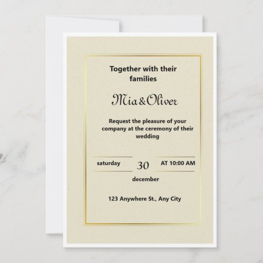 Einladung zum Hochzeitsfeiern mit Gold an der Gren (Vorderseite)