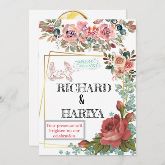 Einladung zum Hochzeitsfeiern mit Gold Foil | Form (Vorne/Hinten)