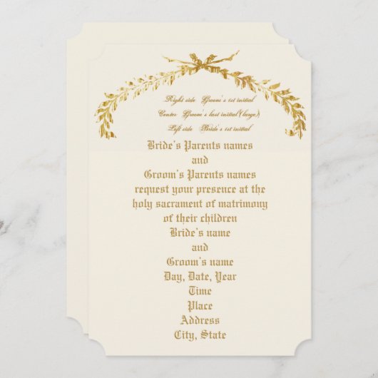 Einladung zum Hochzeitsfeiern mit Gold Leaf Arch (Vorne/Hinten)