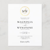 Einladung zum Hochzeitsfeiern mit Gold Monogram (Vorderseite)