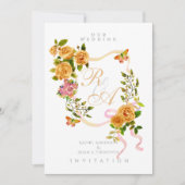 Einladung zum Hochzeitsfeiern mit Gold Rose Ribbon (Vorderseite)