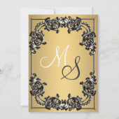 Einladung zum Hochzeitsfeiern mit Gold und Schwarz (Rückseite)