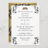 Einladung zum Hochzeitsfeiern mit Gold und Schwarz (Vorne/Hinten)