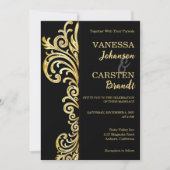 Einladung zum Hochzeitsfeiern mit Gold Wappen (Vorderseite)