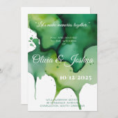 Einladung zum Hochzeitsfeiern mit grünem Aquarells (Vorne/Hinten)