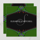 Einladung zum Hochzeitsfeiern mit grünem Fraktal (Vorne/Hinten)