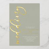 Einladung zum Hochzeitsfeiern mit grünem Gold (Vorderseite)