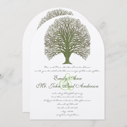 Einladung zum Hochzeitsfeiern mit Grünholz (Vorne/Hinten)