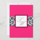 Einladung zum Hochzeitsfeiern mit heiß rosa Damask (Rückseite)
