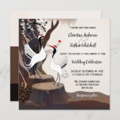 Einladung zum Hochzeitsfeiern mit japanischen Kran (Vorne/Hinten)