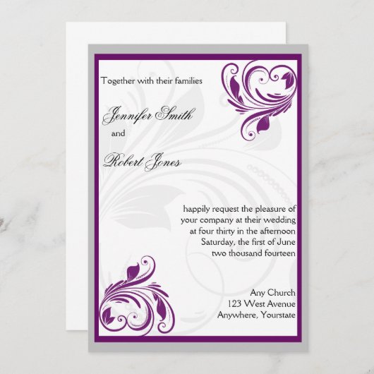 Einladung zum Hochzeitsfeiern mit Lila Blumenkohl (Vorne/Hinten)