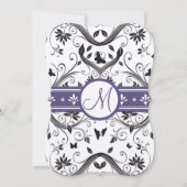 Einladung zum Hochzeitsfeiern mit Lila Damaske (Vorderseite)