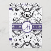 Einladung zum Hochzeitsfeiern mit Lila Damaske (Vorne/Hinten)