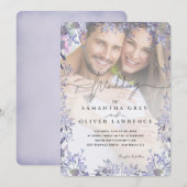 Einladung zum Hochzeitsfeiern mit lila Foto (Vorne/Hinten)