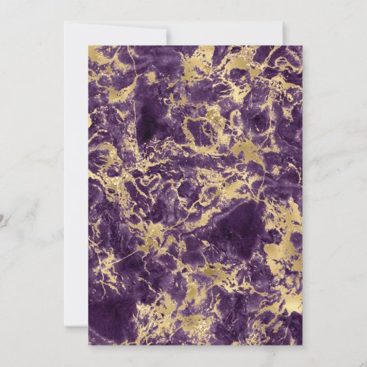 Einladung zum Hochzeitsfeiern mit lila und Goldmar (Rückseite)