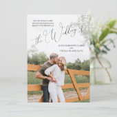 Einladung zum Hochzeitsfeiern mit mehreren Fotos (Stehend Vorderseite)