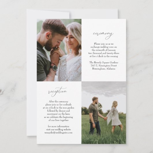 Einladung zum Hochzeitsfeiern mit mehreren Fotos (Rückseite)