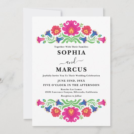 Einladung zum Hochzeitsfeiern mit mexikanischer Fl (Vorderseite)