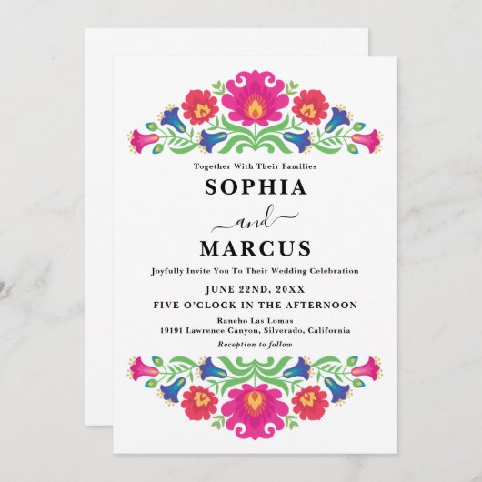 Einladung zum Hochzeitsfeiern mit mexikanischer Fl (Vorne/Hinten)