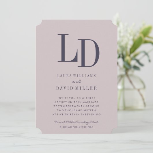 Einladung zum Hochzeitsfeiern mit moderner Monogra (Stehend Vorderseite)