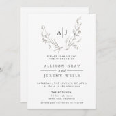 Einladung zum Hochzeitsfeiern mit Monogramm (Vorne/Hinten)