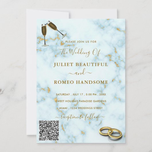 Einladung zum Hochzeitsfeiern mit QR-Code aus weiß (Vorderseite)