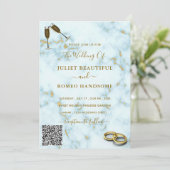 Einladung zum Hochzeitsfeiern mit QR-Code aus weiß (Stehend Vorderseite)