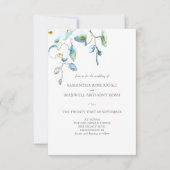 Einladung zum Hochzeitsfeiern mit QR Code Blaue Bl (Vorderseite)