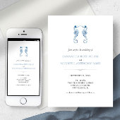 Einladung zum Hochzeitsfeiern mit QR Code Blue