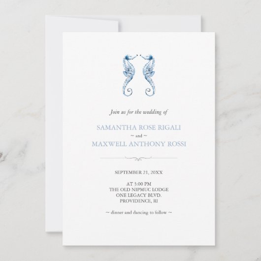 Einladung zum Hochzeitsfeiern mit QR Code Blue (Vorderseite)