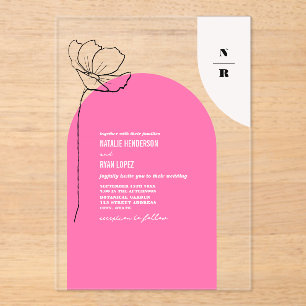Einladung zum Hochzeitsfeiern mit rosa Arch