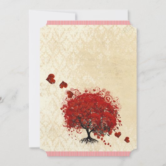 Einladung zum Hochzeitsfeiern mit Rotem Herzbaum (Vorderseite)