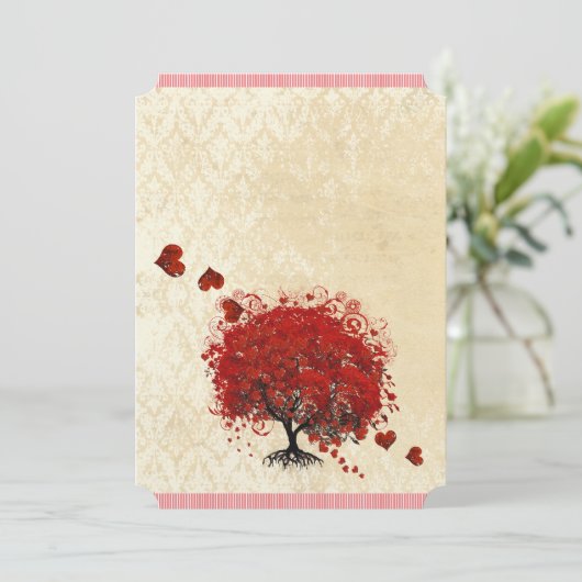 Einladung zum Hochzeitsfeiern mit Rotem Herzbaum (Stehend Vorderseite)