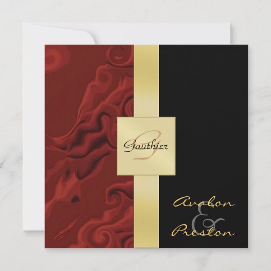 Einladung zum Hochzeitsfeiern mit Roten Wirbel (Vorderseite)