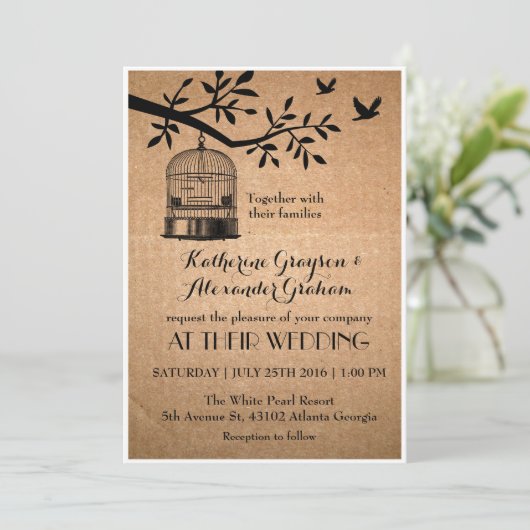 Einladung zum Hochzeitsfeiern mit Rustikal Brown P (Stehend Vorderseite)