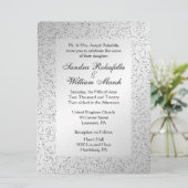 Einladung zum Hochzeitsfeiern mit Silberner Glitze (Stehend Vorderseite)