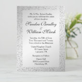 Einladung zum Hochzeitsfeiern mit Silberner Glitze (Stehend Vorderseite)