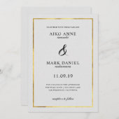 Einladung zum Hochzeitsfeiern mit soliden Goldrahm (Vorne/Hinten)