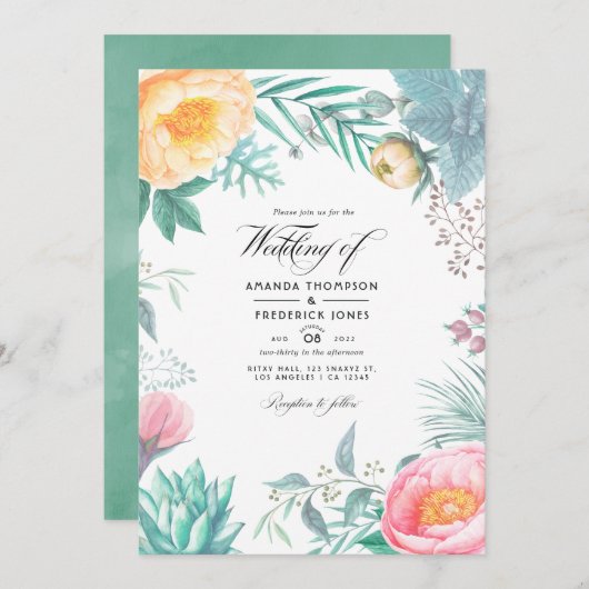 Einladung zum Hochzeitsfeiern mit tropischer Minze (Vorne/Hinten)