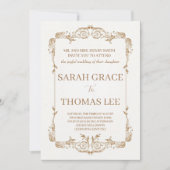 Einladung zum Hochzeitsfeiern mit Verziertem Rahme (Vorderseite)