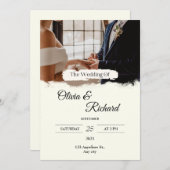 Einladung zum Hochzeitsfeiern mit Weißcreme-Foto (Vorne/Hinten)