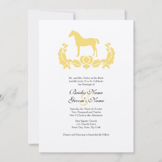 Einladung zum Hochzeitsfeiern mit weißem Damast (Vorderseite)