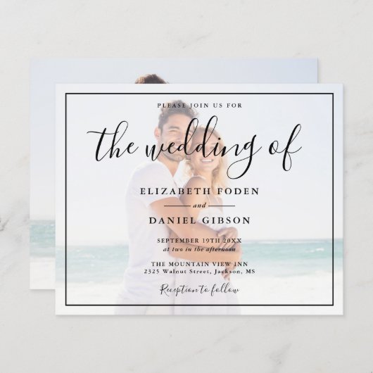 Einladung zum Hochzeitsfeiern mit weißem und schwa (Vorne/Hinten)