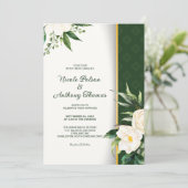 Einladung zum Hochzeitsfeiern mit weißen Blume (Stehend Vorderseite)