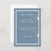 Einladung zum Hochzeitsfeiern, Mittelblau mit Blum (Vorne/Hinten)