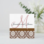 Einladung zum Hochzeitsfeiern Mongram Brown Pink D (Stehend Vorderseite)