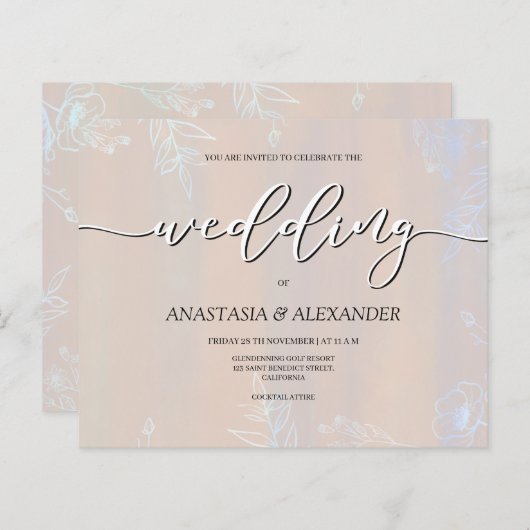 Einladung zum Hochzeitsfeiern. Papierblatt (Vorne/Hinten)